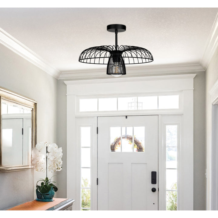 1 Light Dual Mount Ceiling Or Pendant Light W/ Black Finish