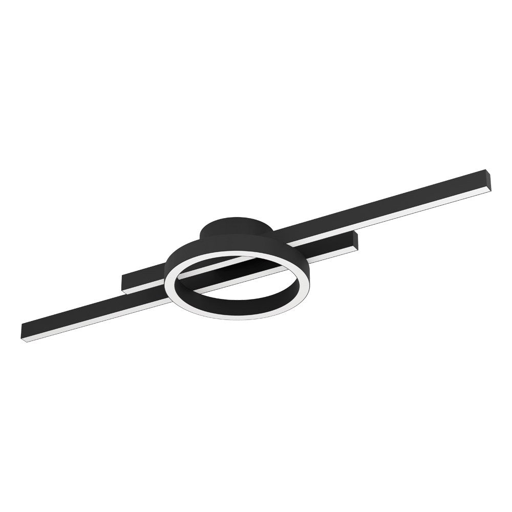 Integrated Led 3 Cct Ceiling Light W/ Structured Black Finish & White Diffuser by Eglo