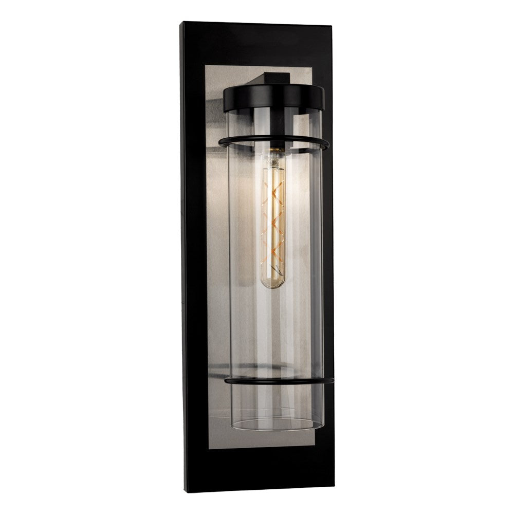 1 Light Outdoor Wall Light W/ Black Finish, Brushed Gold Backplate by Eglo