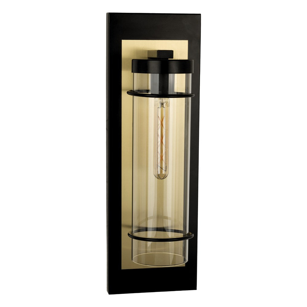 1 Light Outdoor Wall Light W/ Black & Brushed Gold Finish W/ Clear Glass Shade by Eglo