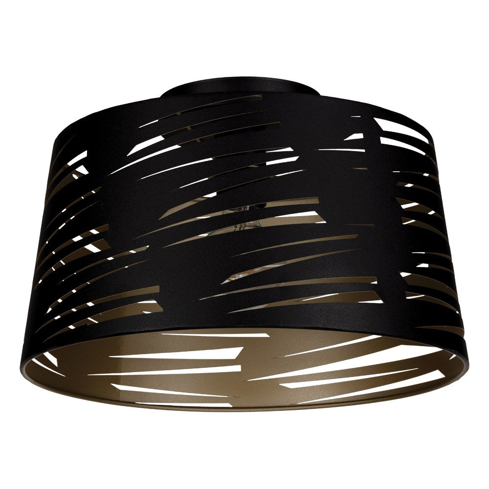 1 Light Ceiling Light W/ Black Finish & Black W/ Gold Interior Shade by Eglo