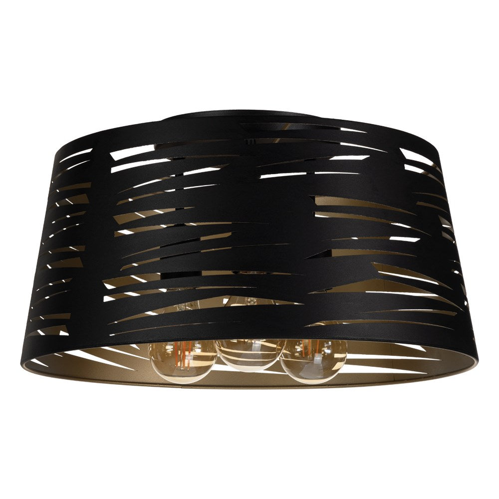 2 Light Ceiling Light W/ Black Finish & Black W/ Gold Interior Shade by Eglo