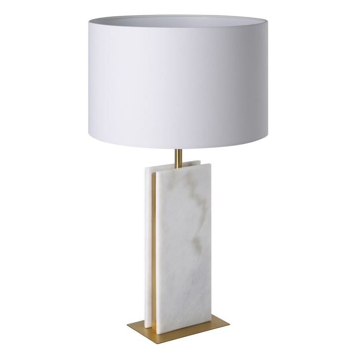 1 Light Table Lamp W/ Stone Marble Base And White Shade by Eglo