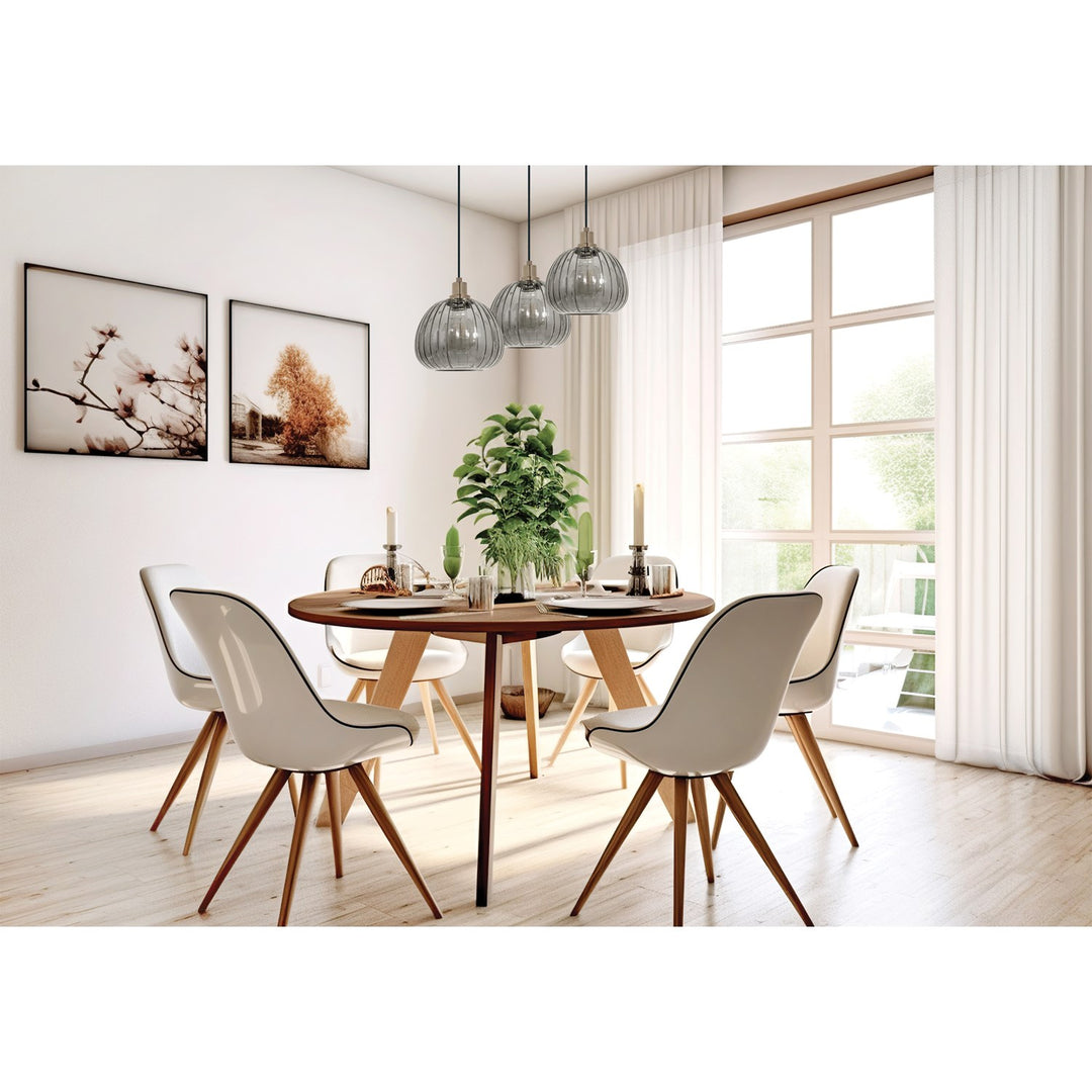 3 Light Cascaded Pendant W/ Brushed Gold Finish & Metalic Smoked Glass Shade