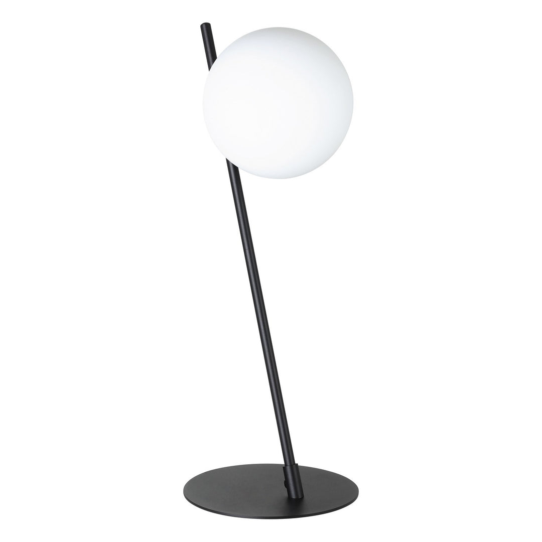 1 Light Table Lamp W/ Black Finish & White Glass Sphere Shade by Eglo