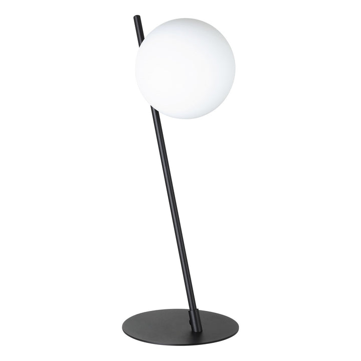 1 Light Table Lamp W/ Black Finish & White Glass Sphere Shade by Eglo