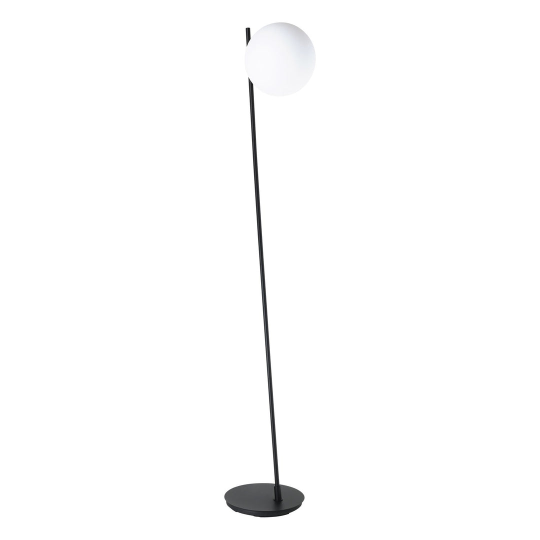 1 Light Floor Lamp W/ Black Finish & White Glass Sphere Shade by Eglo