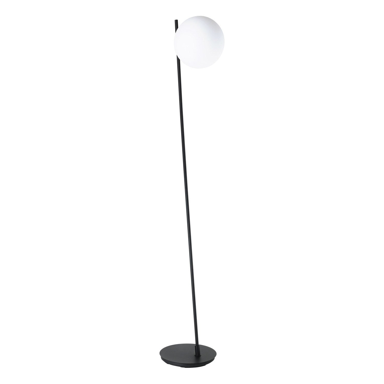 1 Light Floor Lamp W/ Black Finish & White Glass Sphere Shade by Eglo