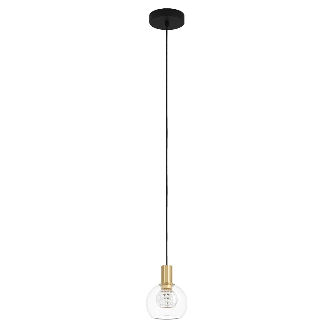 1 Light Led Mini Pendant W/ Black Finish & Brushed Gold Accents by Eglo