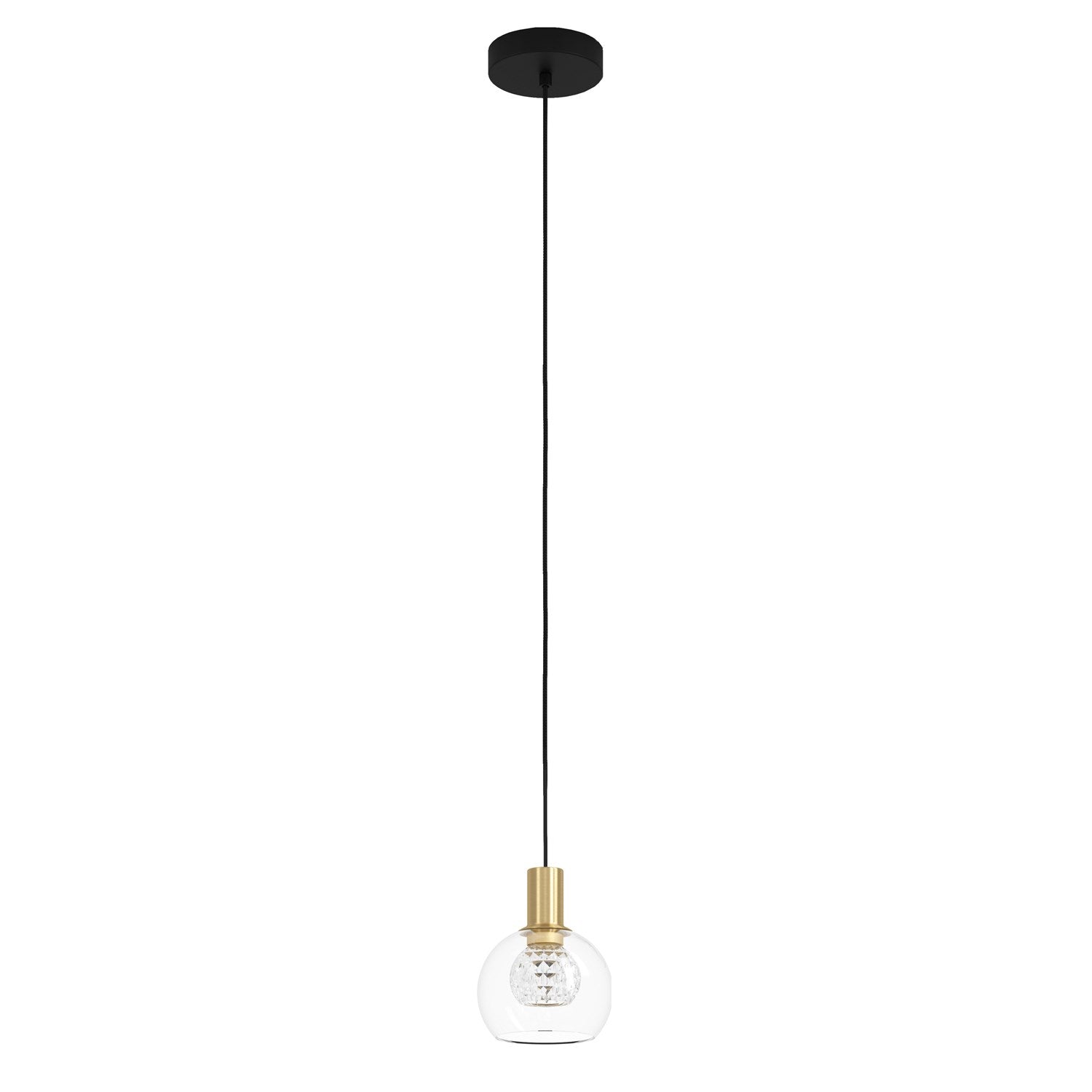 1 Light Led Mini Pendant W/ Black Finish & Brushed Gold Accents by Eglo