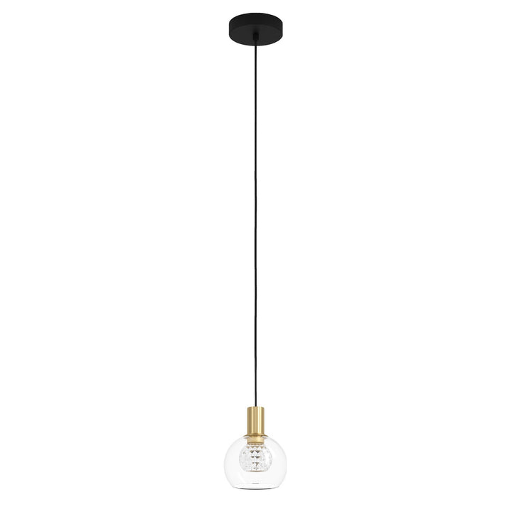 1 Light Led Mini Pendant W/ Black Finish & Brushed Gold Accents by Eglo
