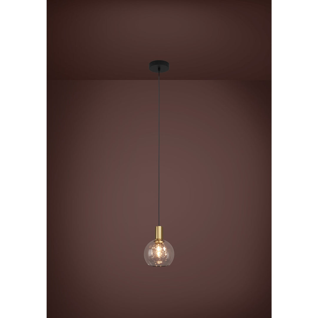 1 Light Led Mini Pendant W/ Black Finish & Brushed Gold Accents