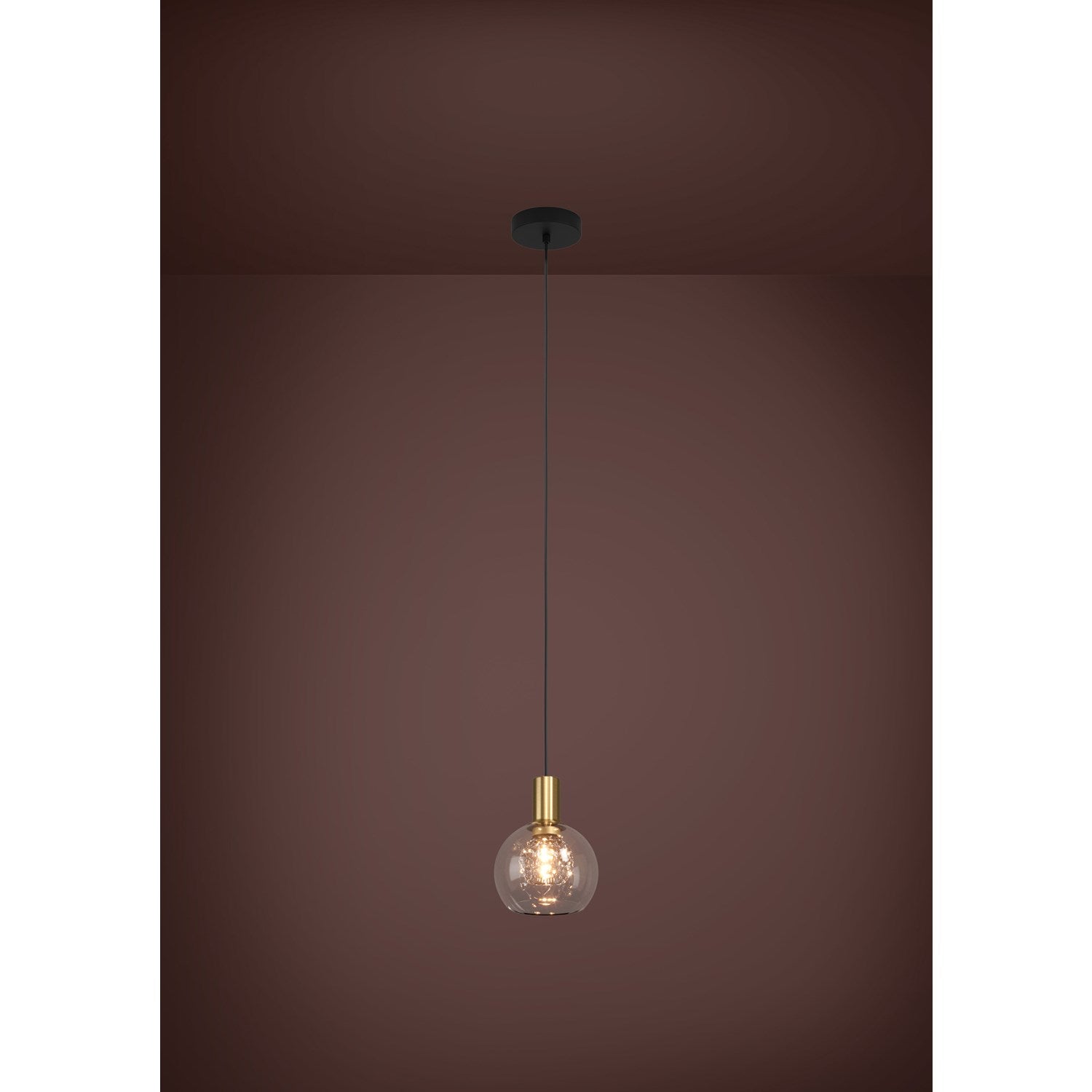 1 Light Led Mini Pendant W/ Black Finish & Brushed Gold Accents
