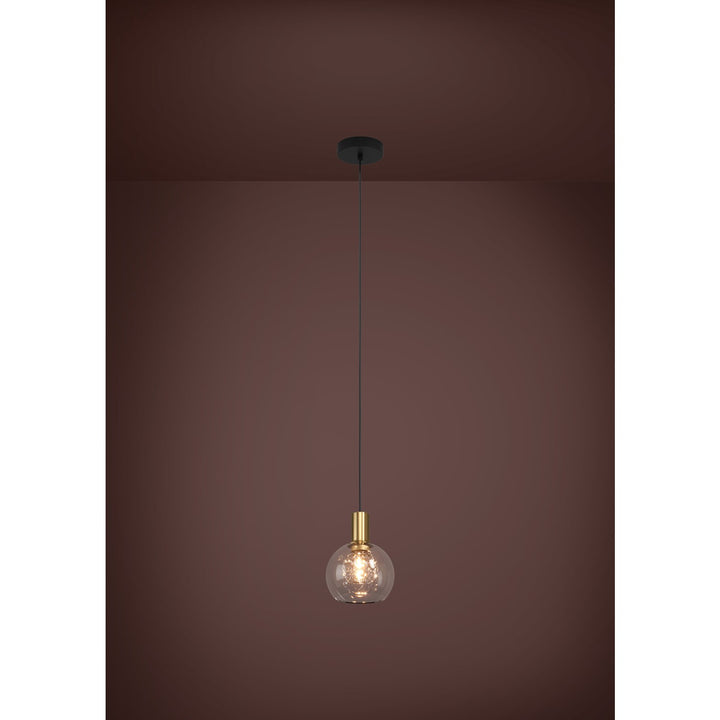 1 Light Led Mini Pendant W/ Black Finish & Brushed Gold Accents