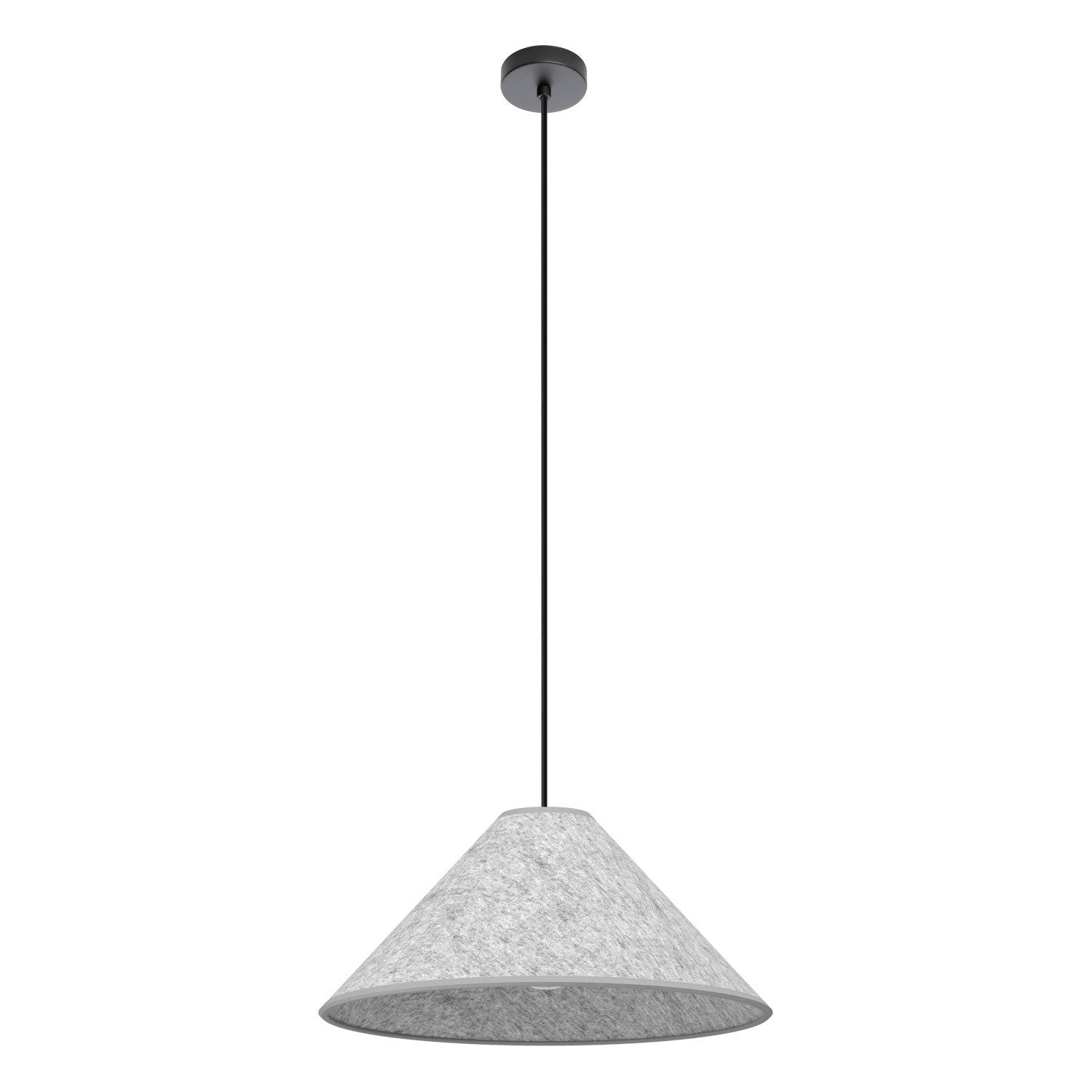 1 Light Cone Pendant W/ Black Finish & Grey Felt Shade by Eglo