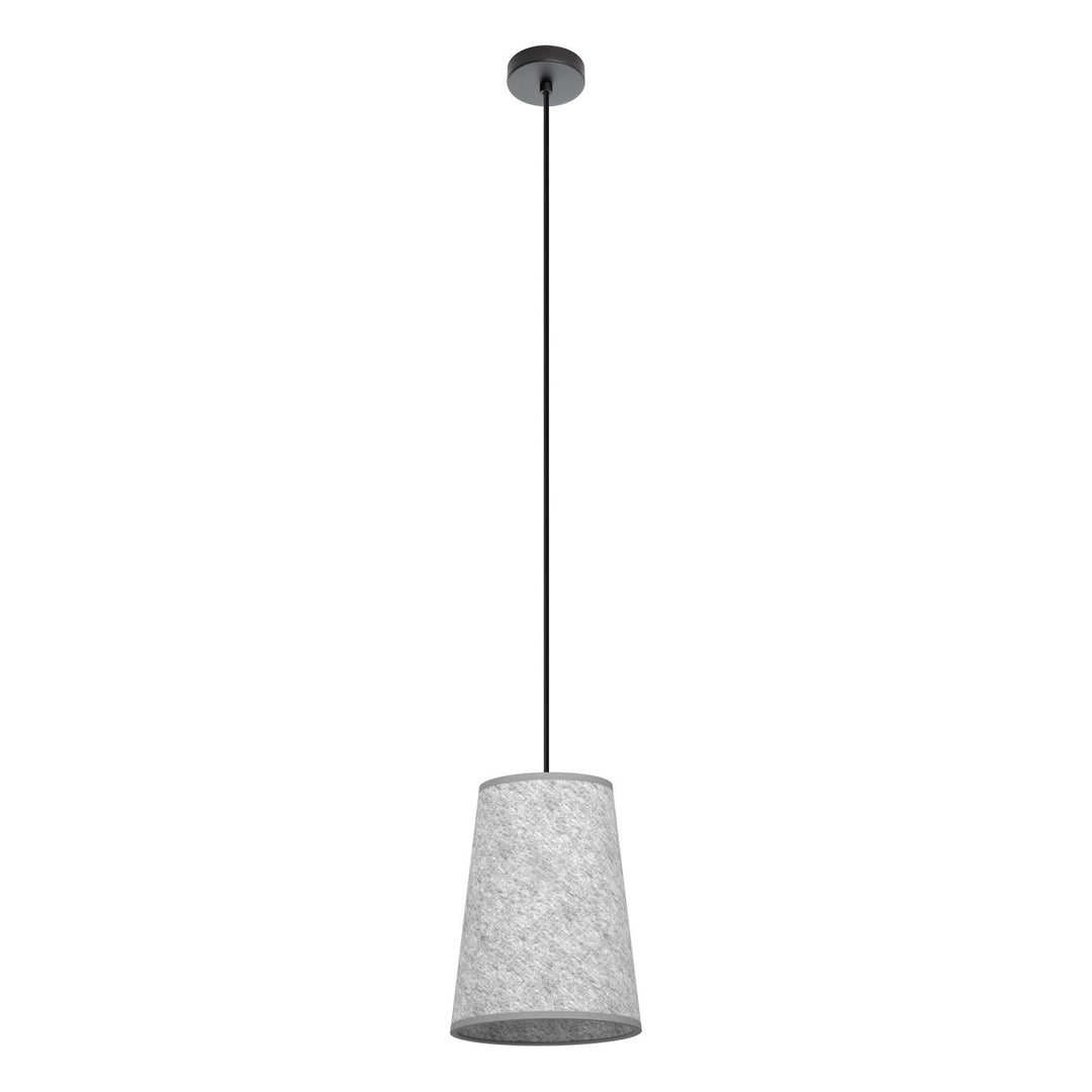 1 Light Cylinder Pendant W/ Black Finish & Grey Felt Shade by Eglo