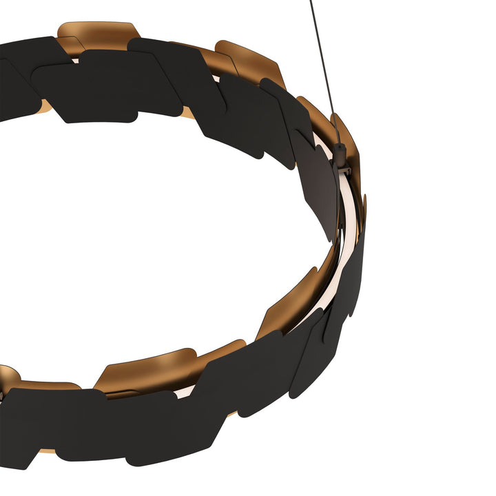 Led Pendant W/ Black Finish & Black & Gold Metal Shade