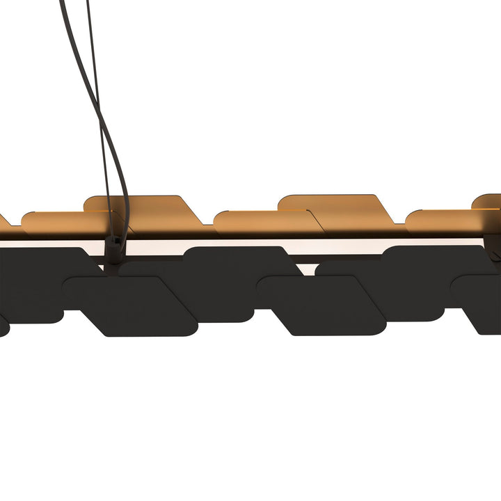 Led Linear Pendant W/ Black Finish & Black & Gold Metal Shade