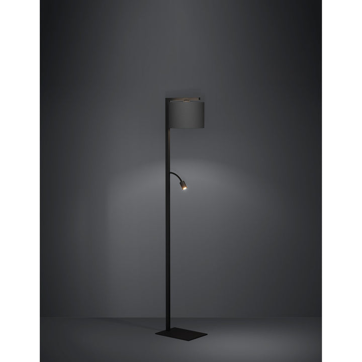 1 Light Floor Lamp W/ Black Finish W/ Black Fabric Shade
