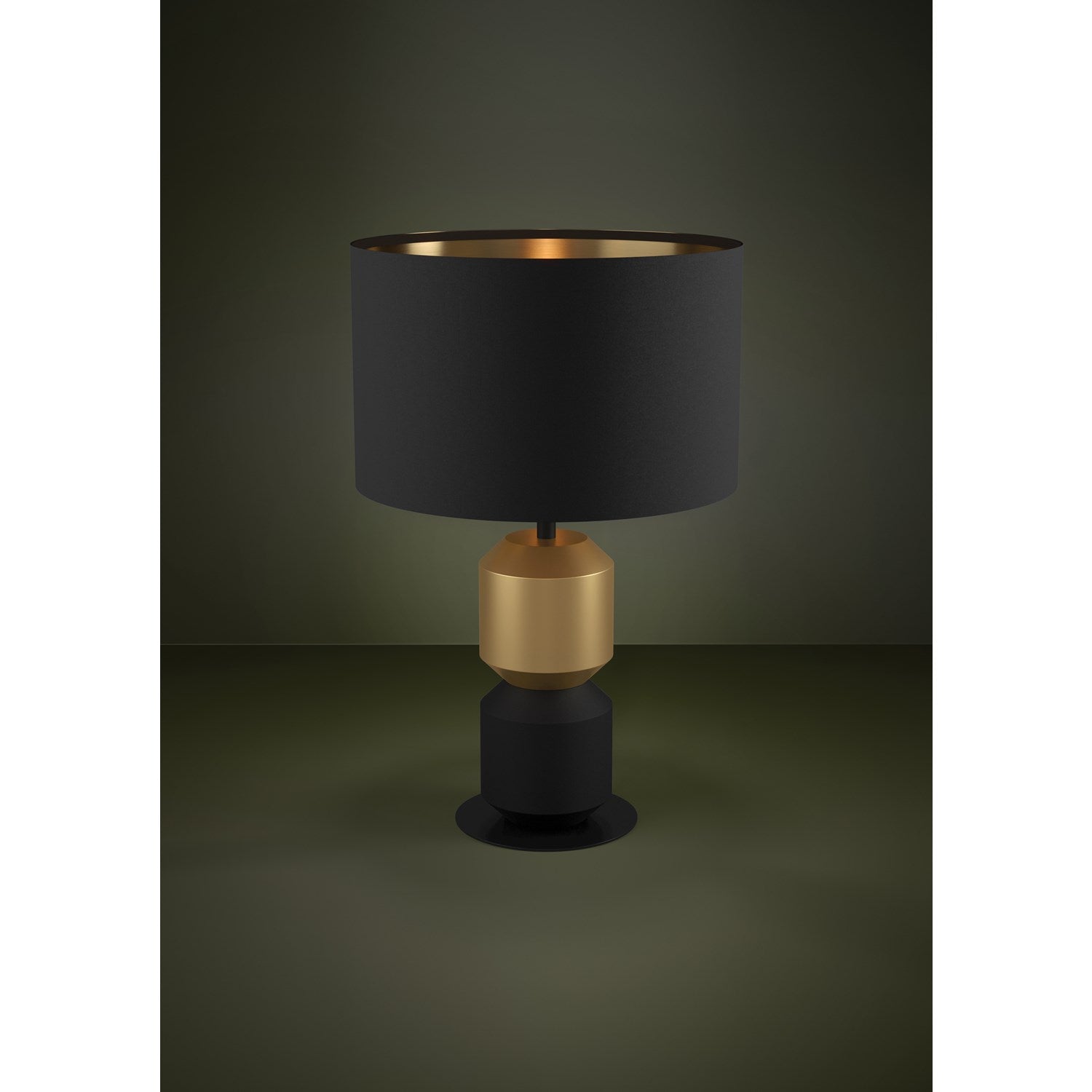 1 Light Table Lamp W/ Black & Brushed Brass Base & Black