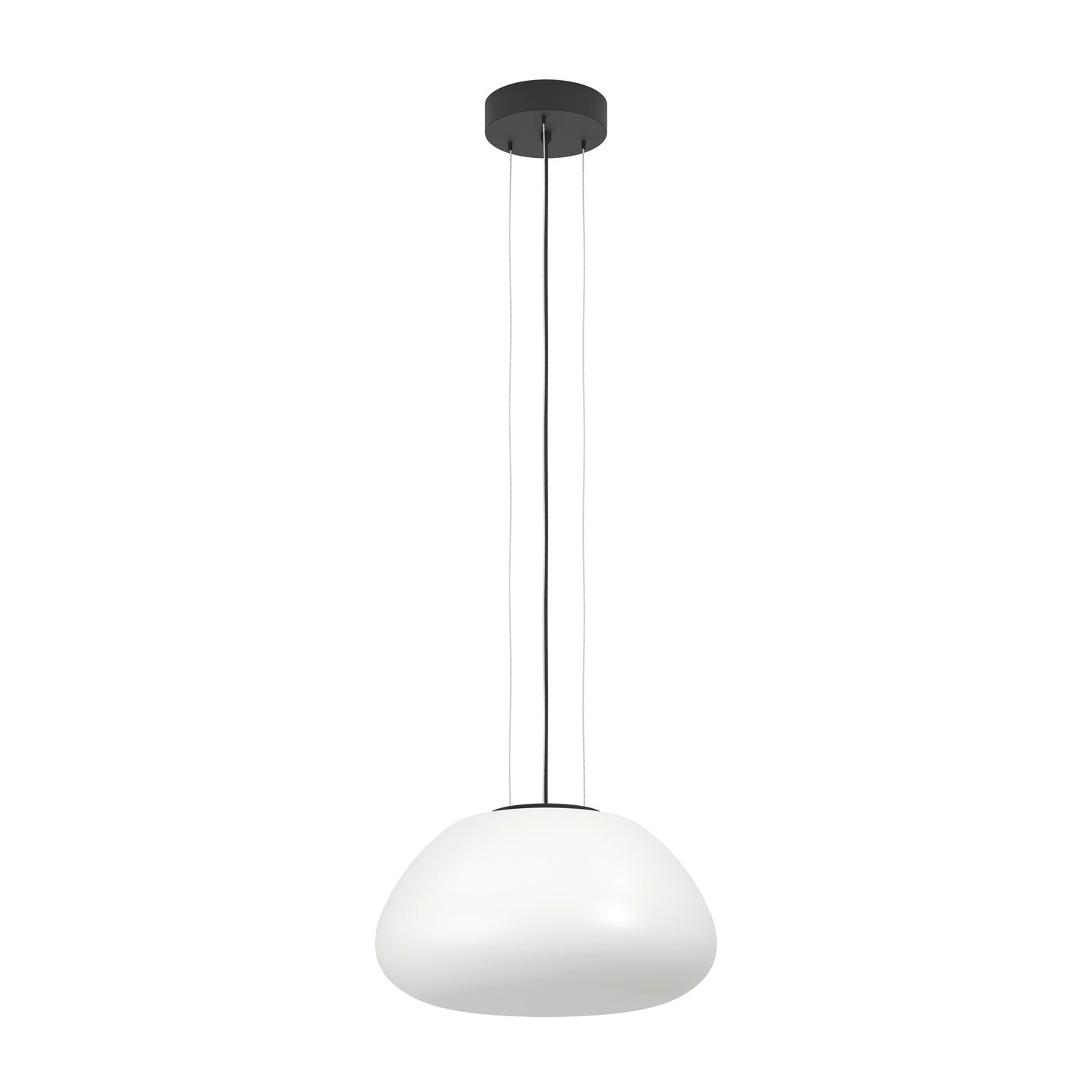 1 Light Pendant W/ Black Finish & White Opal Glass Shade by Eglo