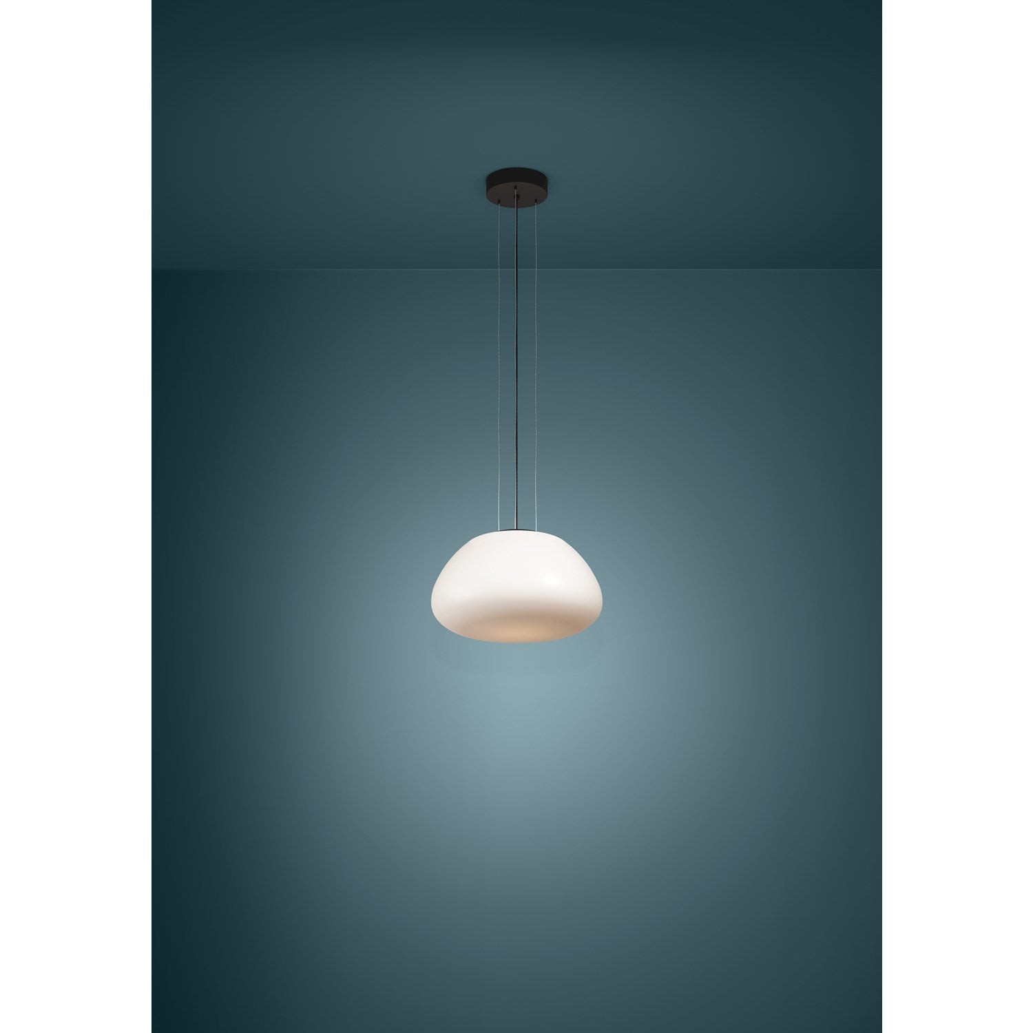 1 Light Pendant W/ Black Finish & White Opal Glass Shade