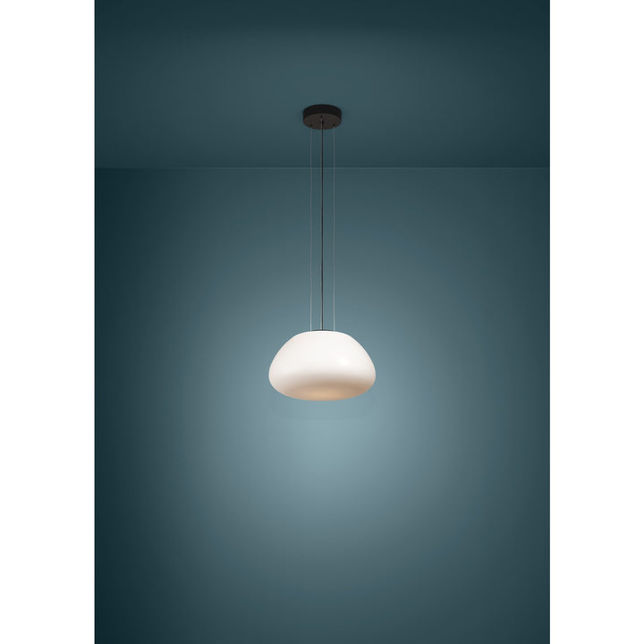 1 Light Pendant W/ Black Finish & White Opal Glass Shade