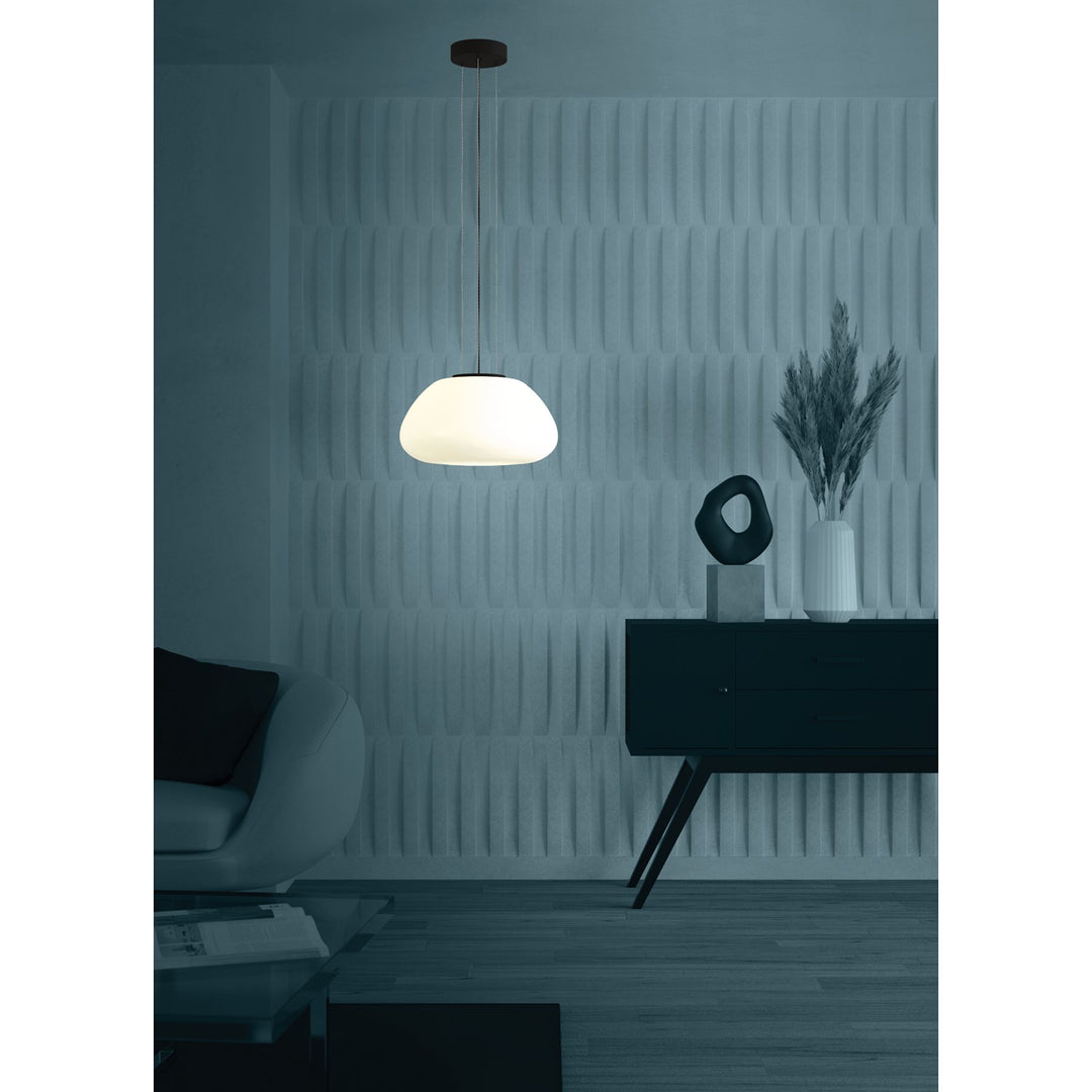 1 Light Pendant W/ Black Finish & White Opal Glass Shade