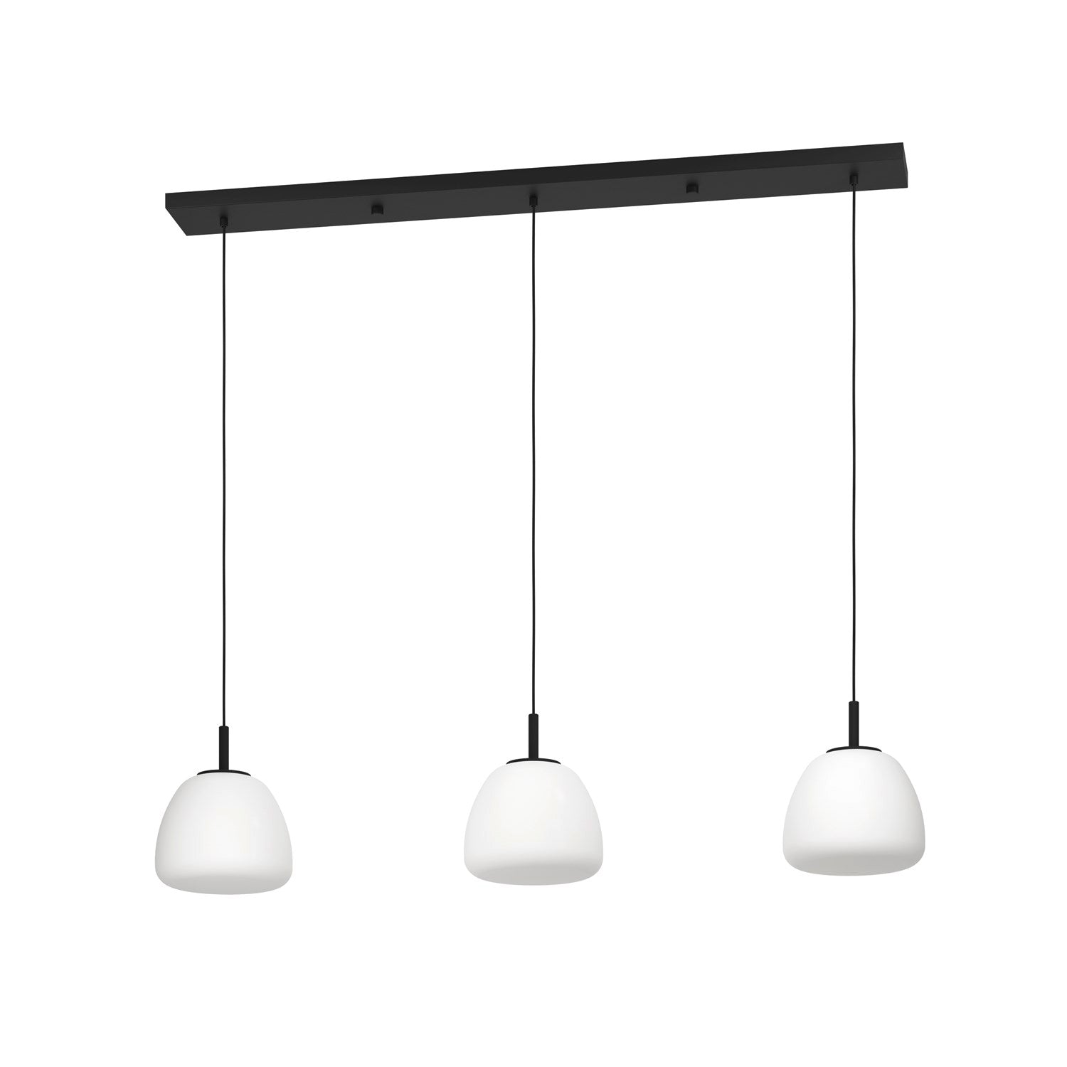 3 Light Linear Pendant W/ Black Finish & White Opal Glass Shades by Eglo