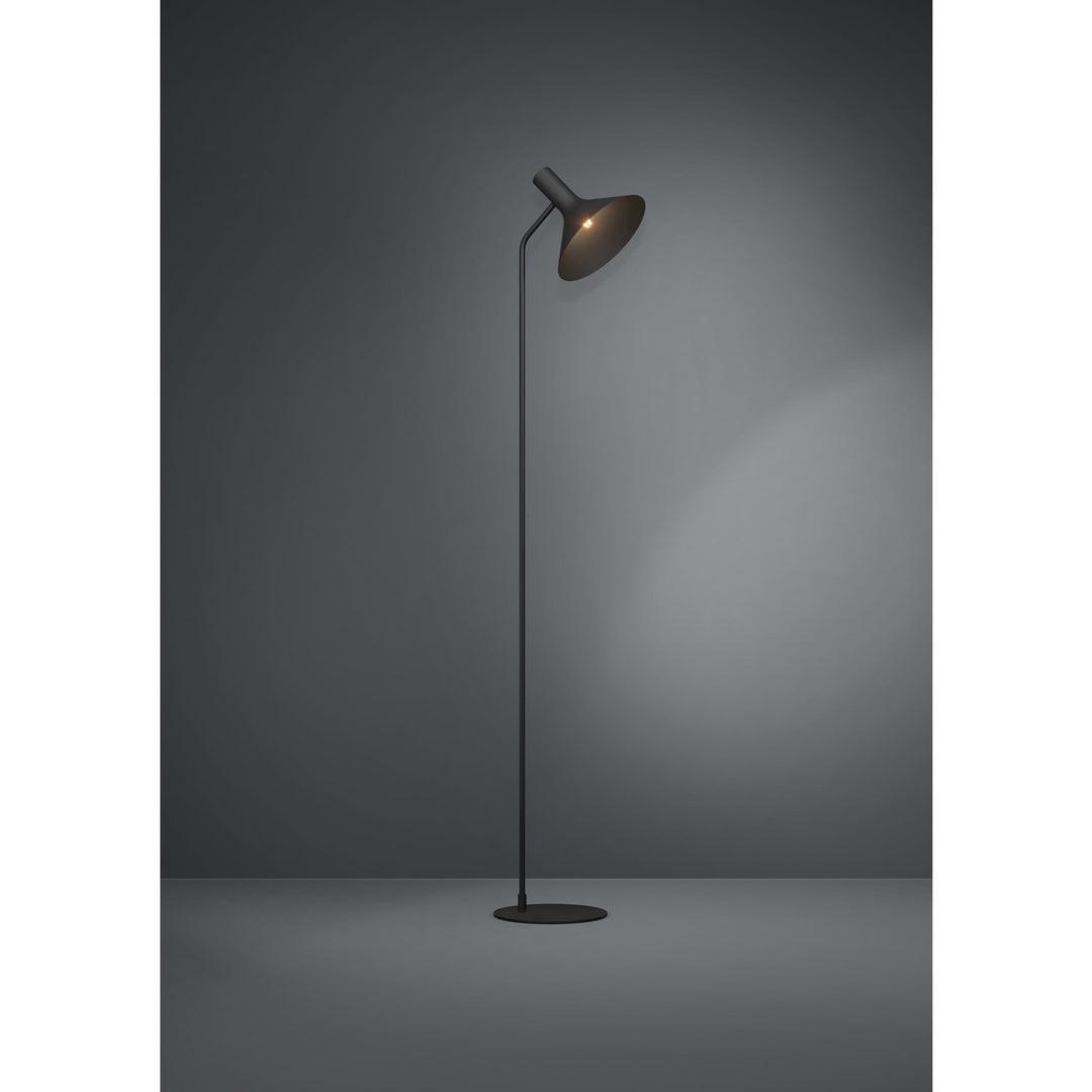 1 Light Floor Lamp W/ Black Finish & Black Metal Shade