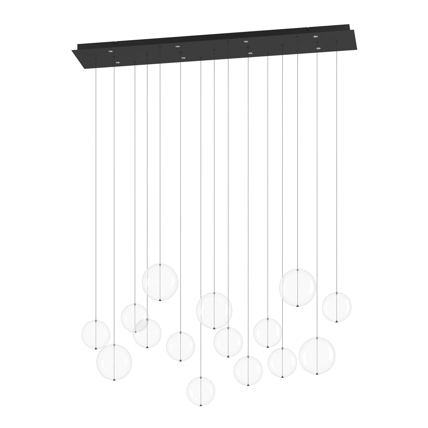 8 Light Led Linear Pendant W/ Black Finish & 15 Clear Glass Shades by Eglo