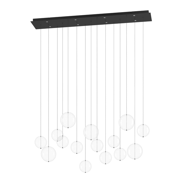 8 Light Led Linear Pendant W/ Black Finish & 15 Clear Glass Shades by Eglo