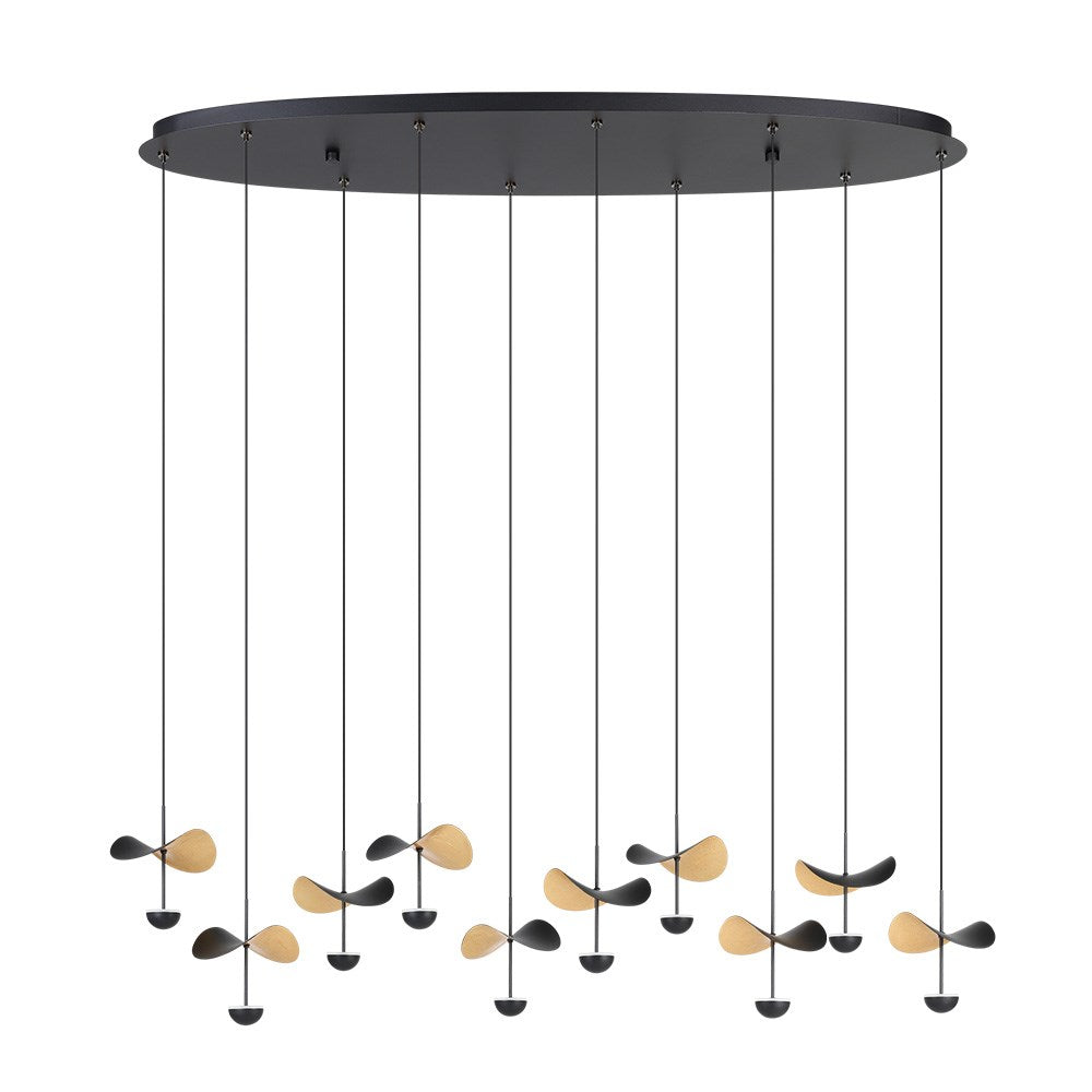 10 Light Integrated Led Linear Pendant W/ Black Finish & Black by Eglo