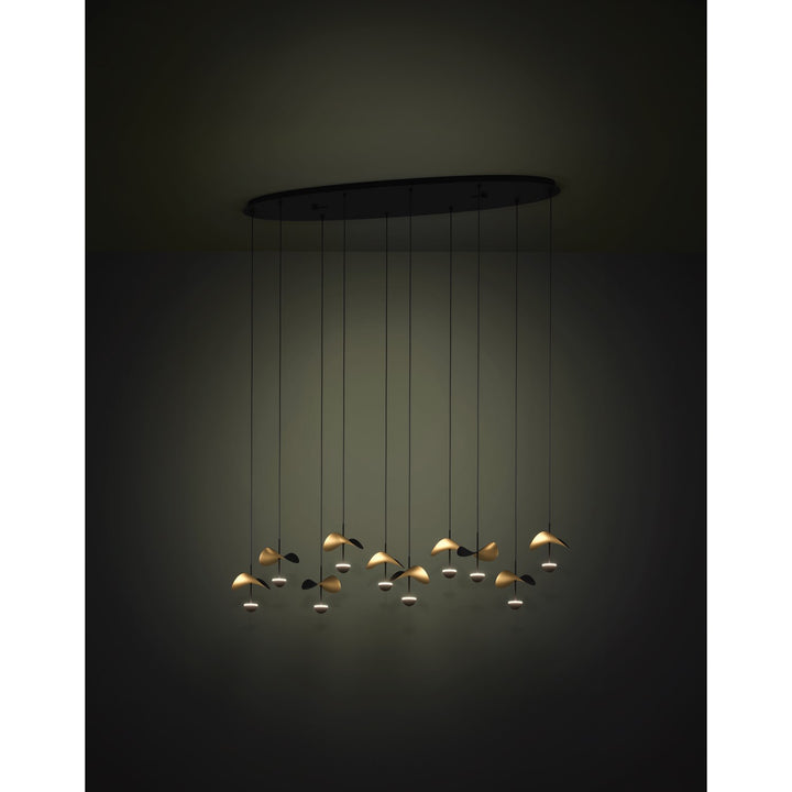 10 Light Integrated Led Linear Pendant W/ Black Finish & Black