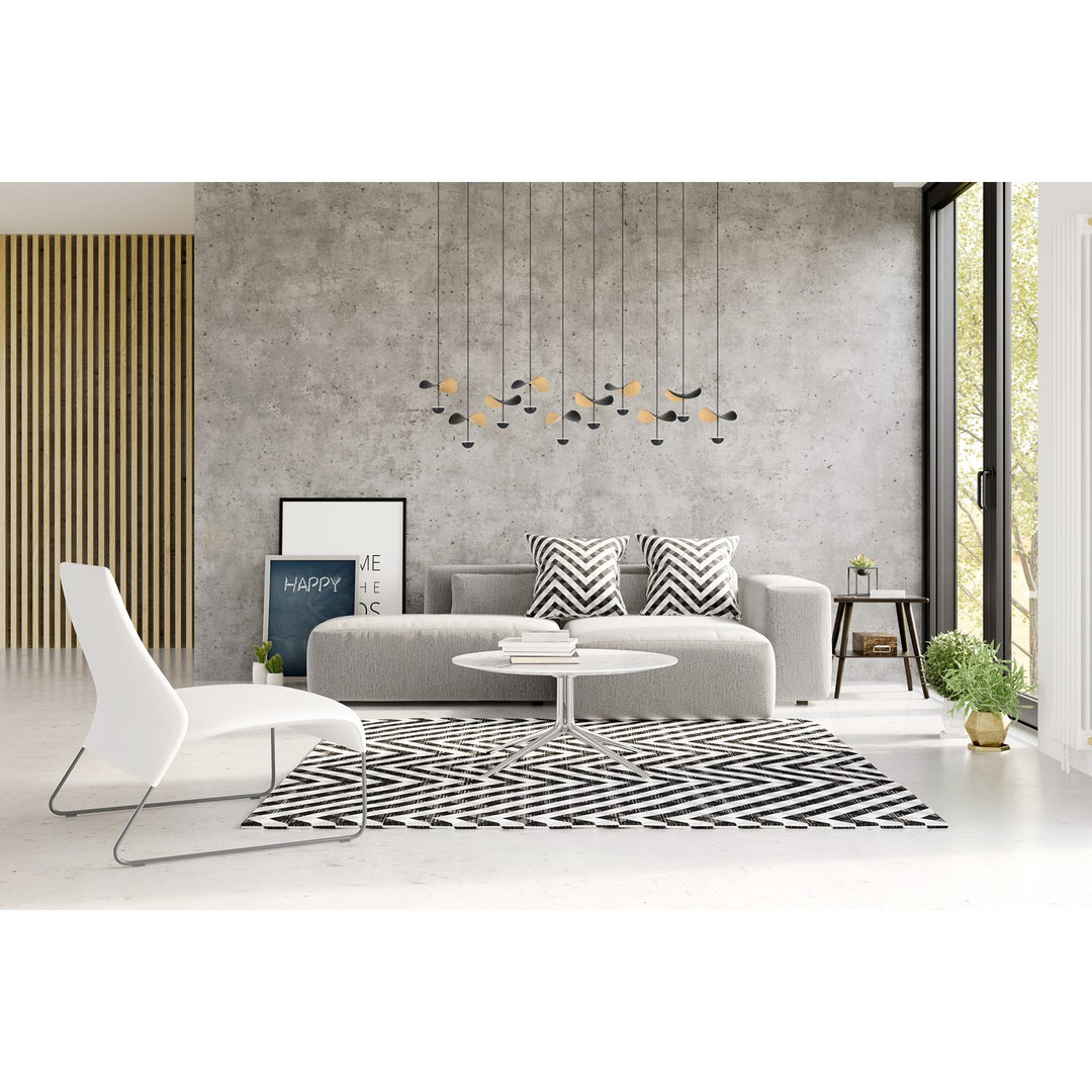 10 Light Integrated Led Linear Pendant W/ Black Finish & Black
