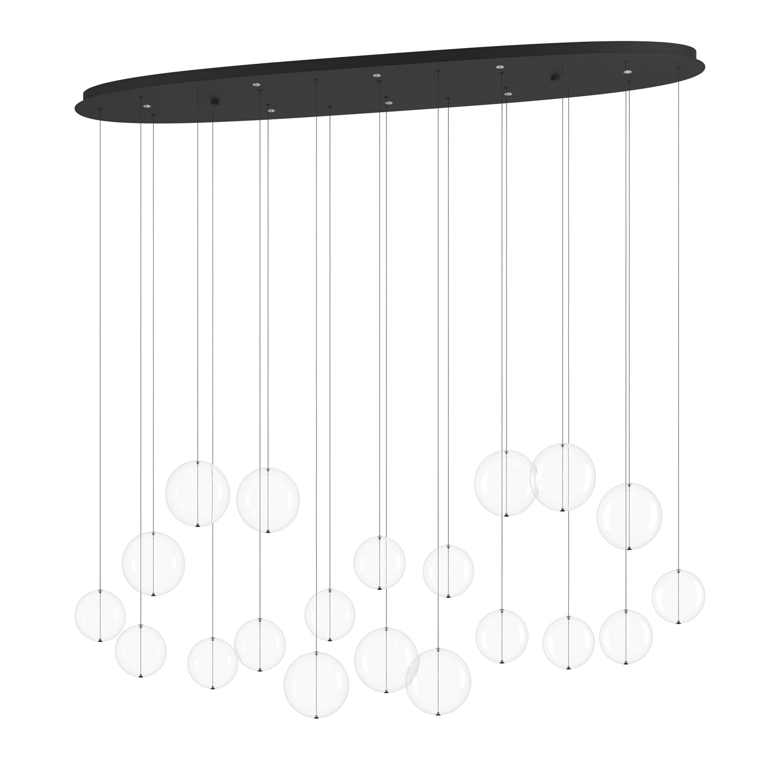 8 Light Led Oval Linear Pendant W/ Black Finish & 20 Clear Glass Shades by Eglo