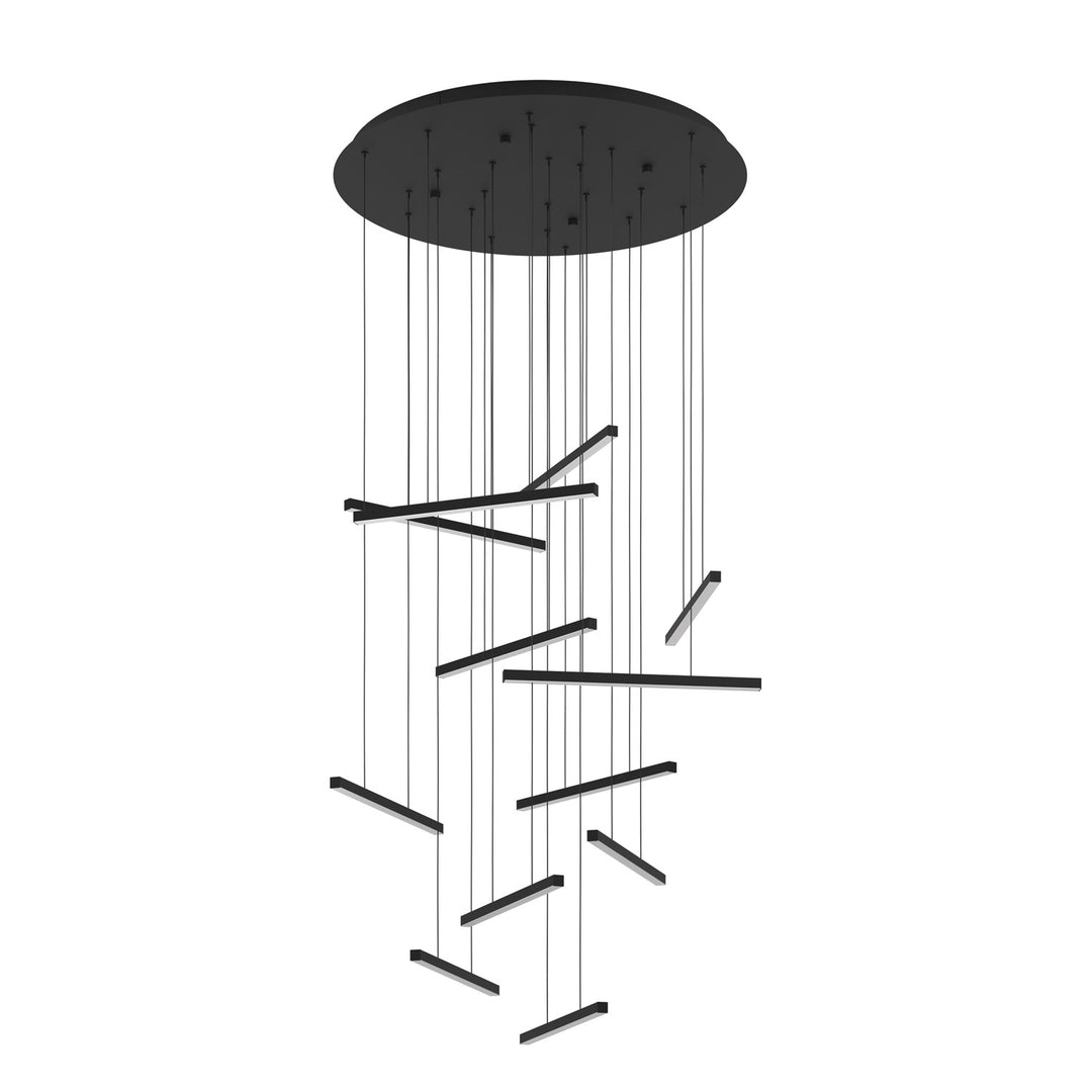 12 Light Led Cascade Pendant W/ Black Finish & Black Light Bars by Eglo