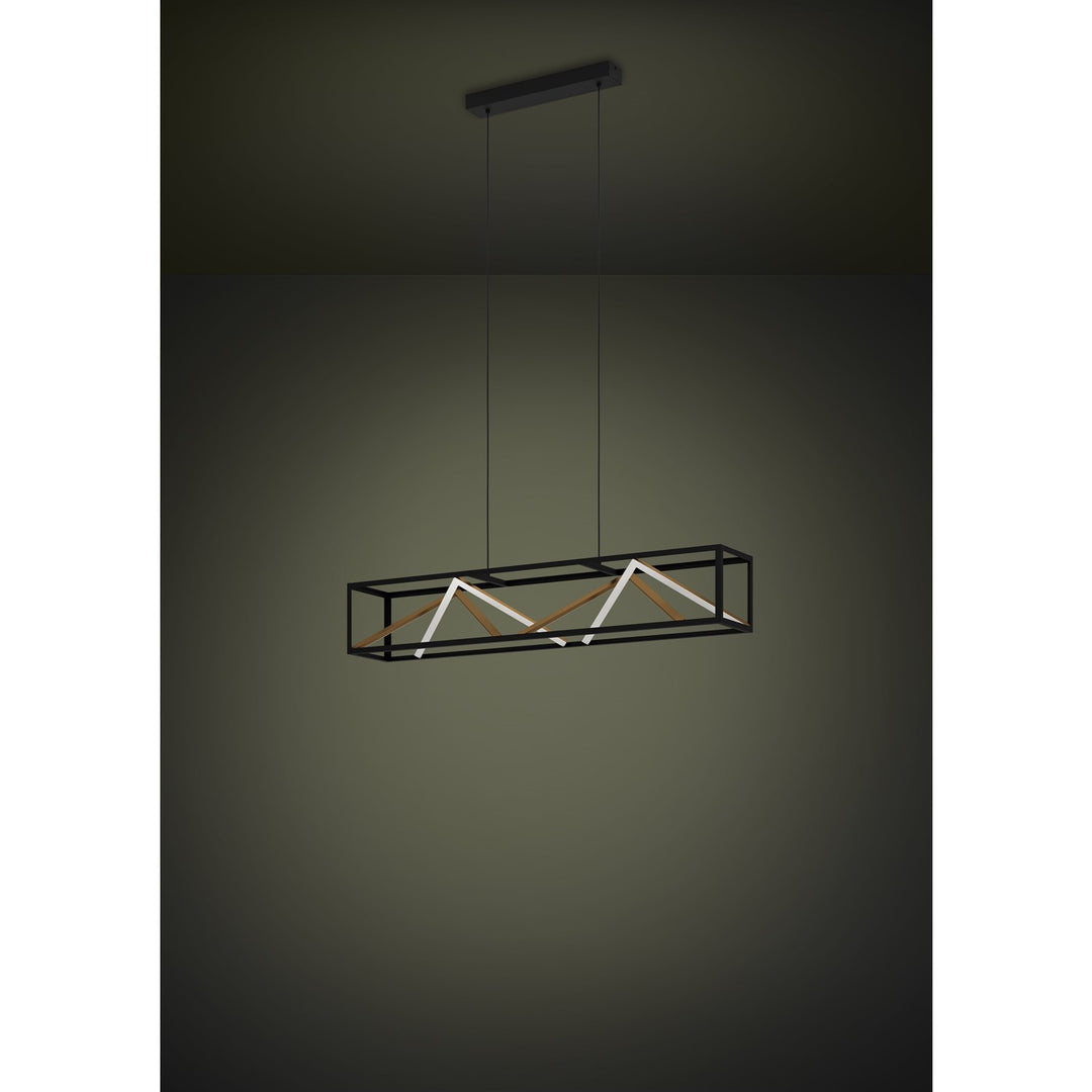 1 Light Led Linear Pendant W/ Black & Gold Finish W/ White Acrylic Diffuser