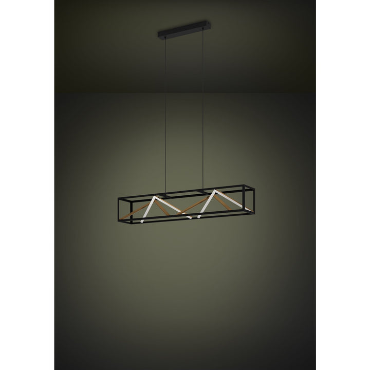 1 Light Led Linear Pendant W/ Black & Gold Finish W/ White Acrylic Diffuser