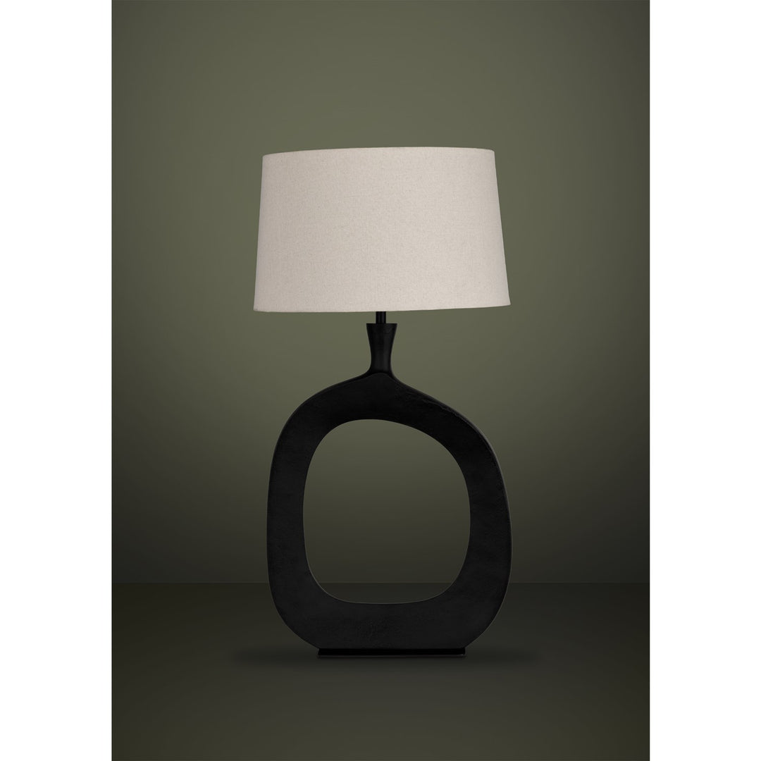 1 Light Table Lamp W/ Structured Black Finish & Natural Exterior