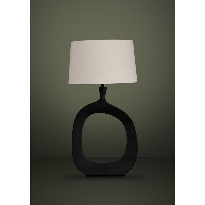 1 Light Table Lamp W/ Structured Black Finish & Natural Exterior