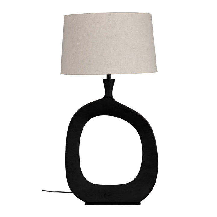 1 Light Table Lamp W/ Structured Black Finish & Natural Exterior