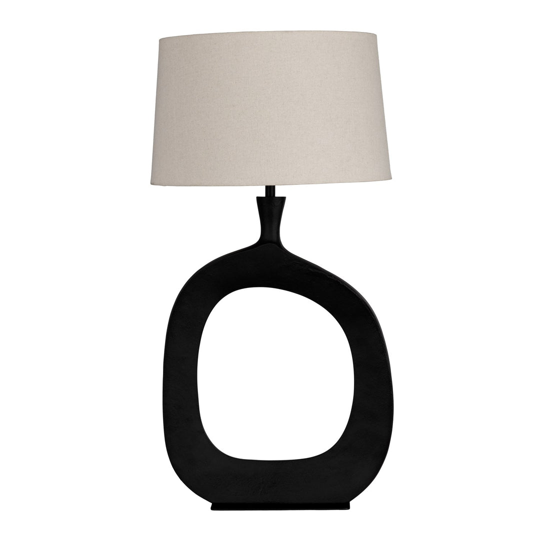 1 Light Table Lamp W/ Structured Black Finish & Natural Exterior