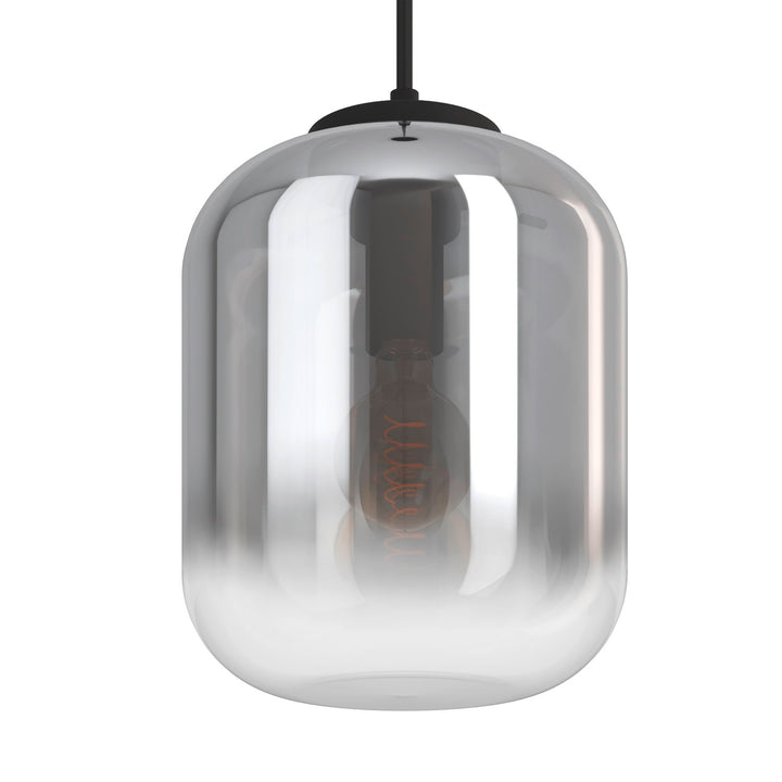 1 Light Pendant W/ Black Finish & Chrome Smoked Glass Shade