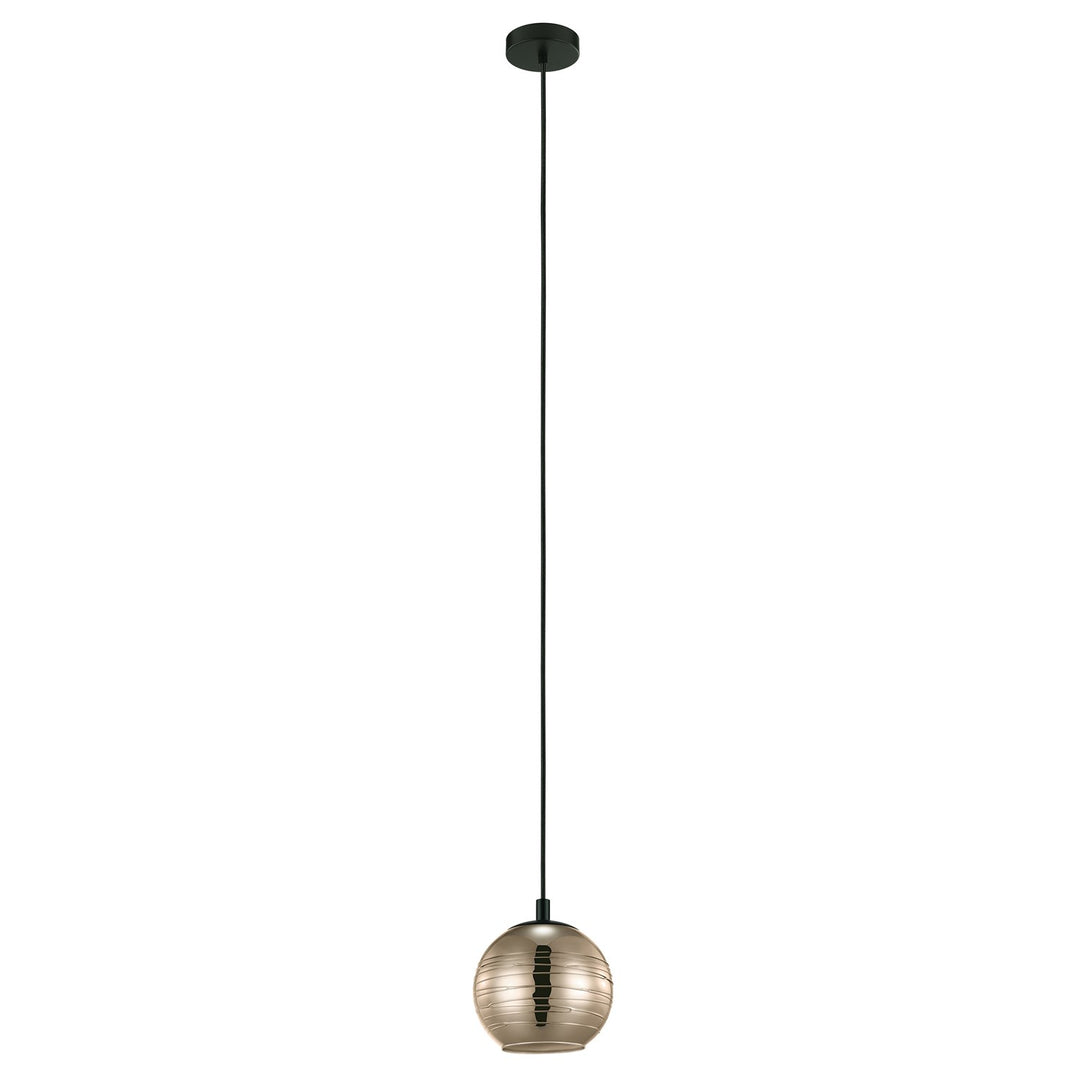 1 Light Mini Pendant W/ A Black Finish & Gold Smoked Glass Shade by Eglo