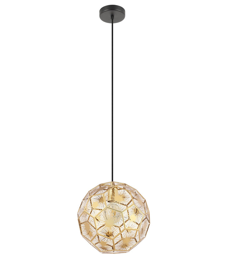 1 Light Pendant W/ Black Finish & Geometric Shaped Brass Colored Shade by Eglo