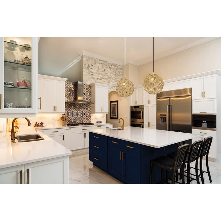 1 Light Pendant W/ Black Finish & Geometric Shaped Brass Colored Shade