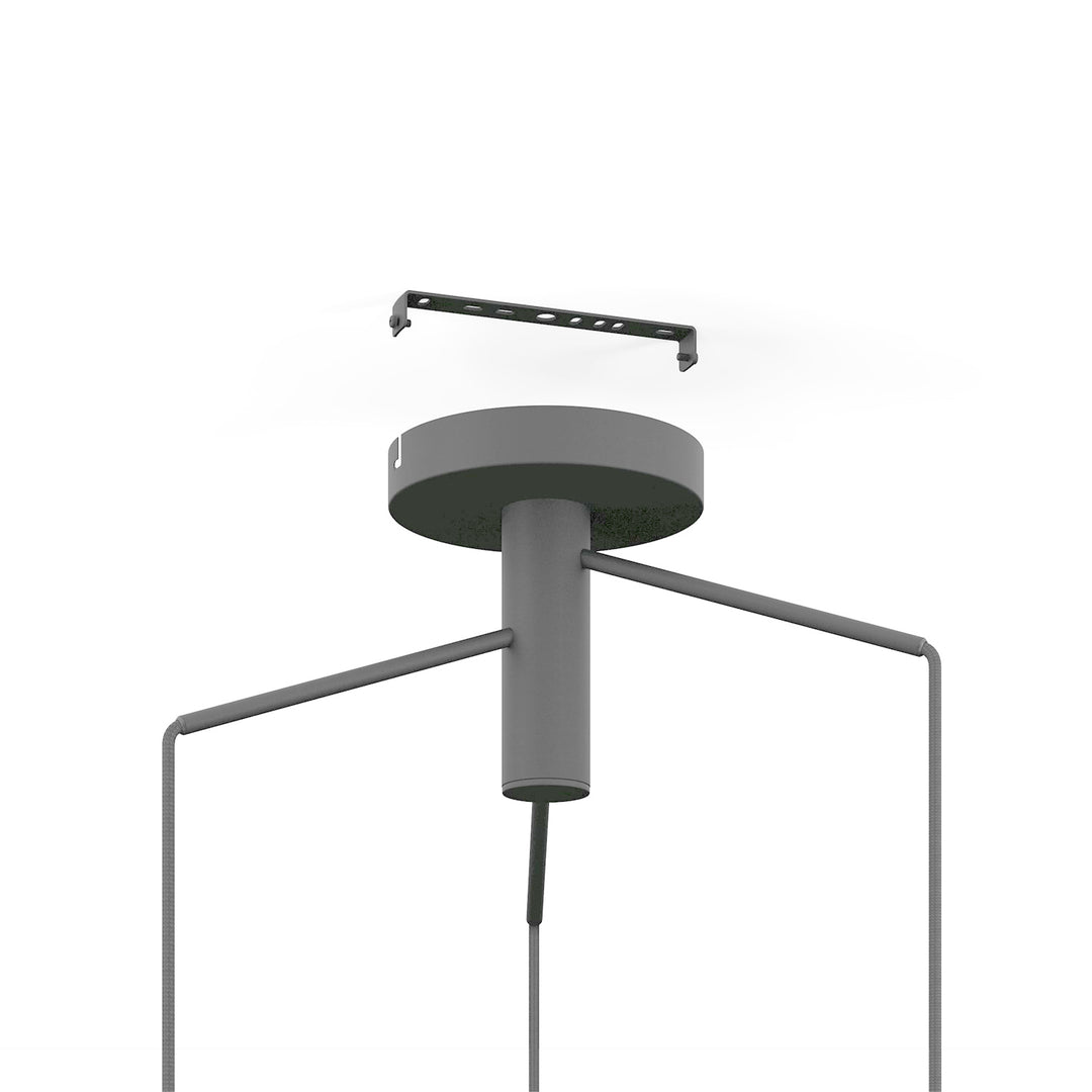 3 Light Round Cascade Pendant W/ Black Finish & Brass Geometric Design Shades