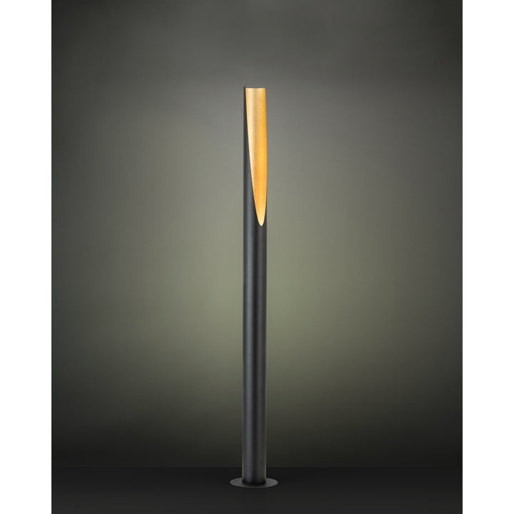 1 Light Floor Lamp W/ Black Exterior Body And Gold Leaf Colored Interior Finish