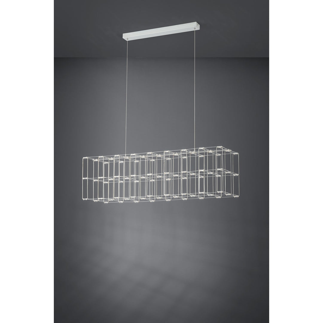 Integrated Led Linear Geomteric Cage Pendant W/ Chrome Finish